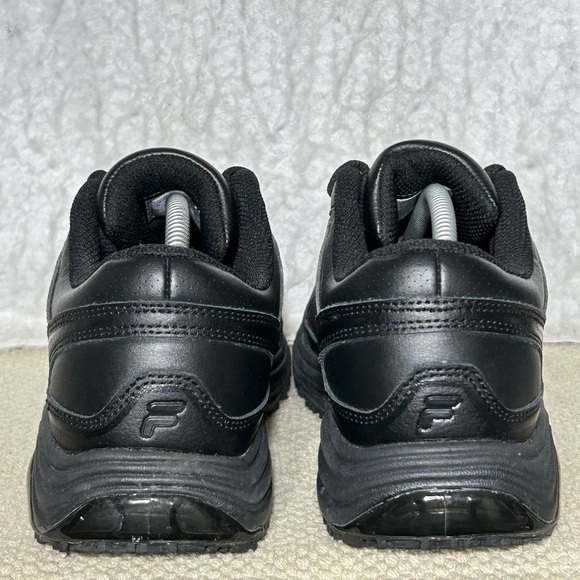 Fila Womens Black Leather/Syn  Memory Flux Slip Resistant Sneakers Shoes SZ 8 - Picture 4 of 11